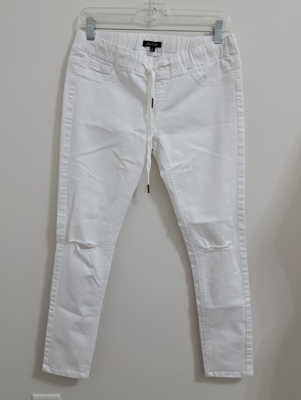 Shinestar Women’s Stretch White  Skinny Jeans Sz M With Back Pockets EUC
